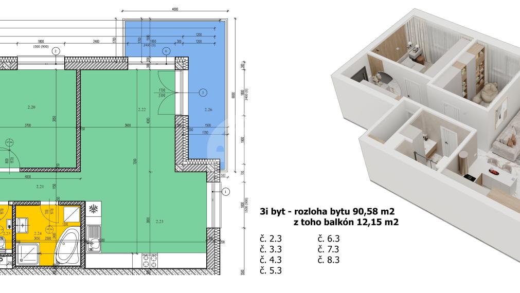 3-izbové byty- novostavba projekt HUMENSKÁ
